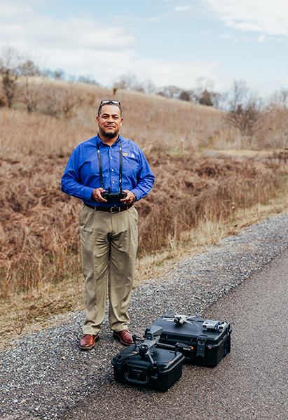 CTAS consultant Derrick Woods with drones.